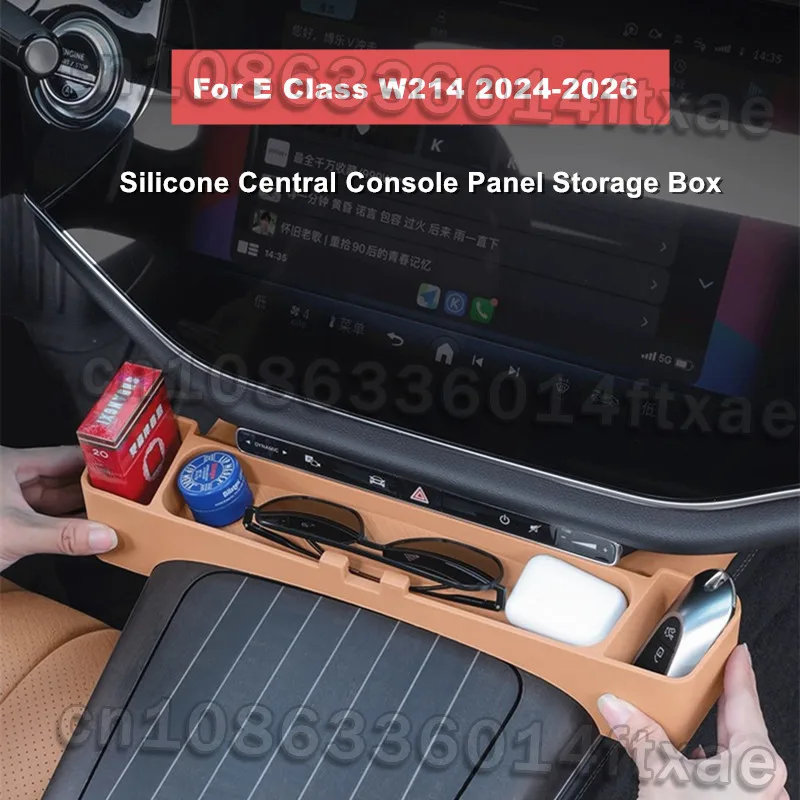 

Car Central Console Panel Silicone Storage Box Organizer Trim For Mercedes Benz E Class W214 2024 2025 2026 Interior Accessories