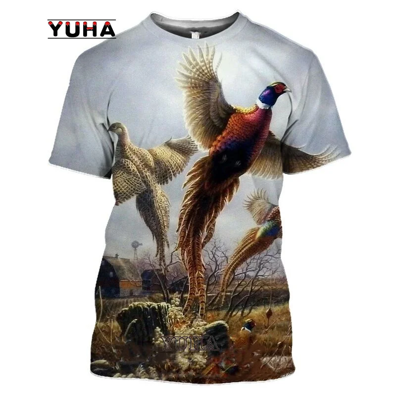 Camo caça animal pato pássaro dos homens camiseta 3d impressão verão moda casual t camisas streetwear feminino manga curta topos