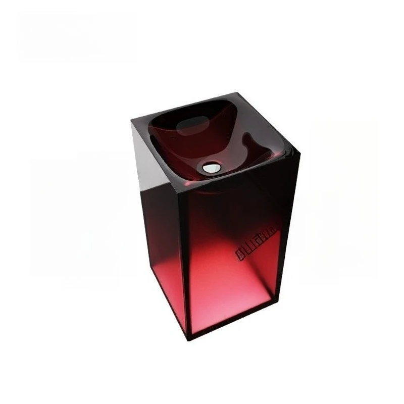 

Factory direct sales floor-to-ceiling crystal transparent wash basin light luxury square pure resin vertical column basin column