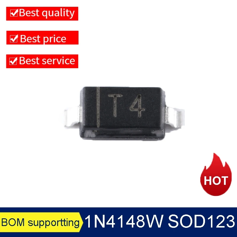 100PCS/Lot 1N4148W SOD123 1N4148WS SOD323 1N4148WT SOD523 SOT-23 Marking code T4 SMD Transistor New