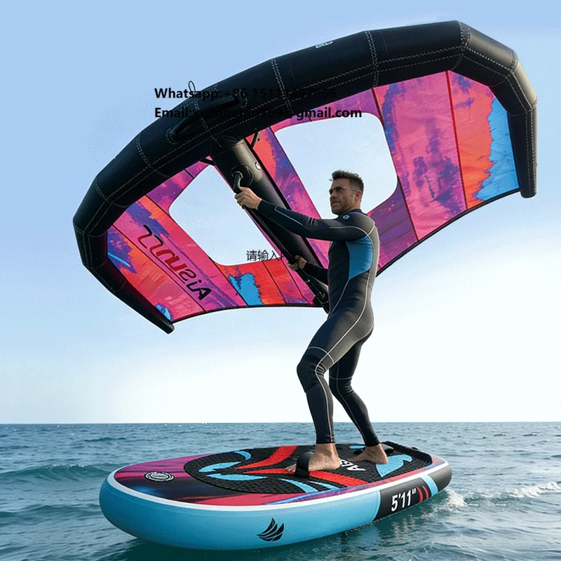 Aisunss Inflatable Surfing Kite Outdoor Sports Kitesurf Inflatable Wind Wing for Water Surfing Snow Skiing Water with Window