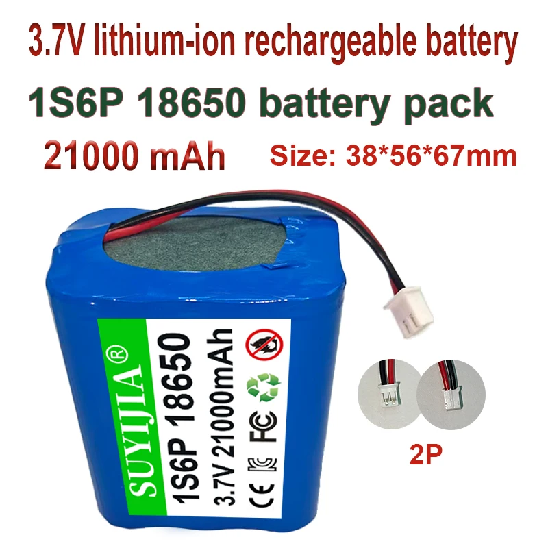 3.7V 21000 MAh 18650 Battery Pack 1S6P Lithium-ion Rechargeable Battery LED Fishing Light Mobile Power Supply Large Capacity