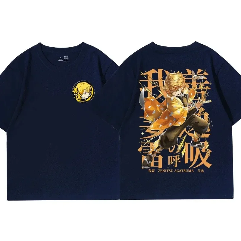 Anime Demon Slayer Zenitsu T Shirt Men Summer Japanese Manga Kimetsu No Yaiba Tshirt Inosuke Graphic T-shirt Short Sleeve Male