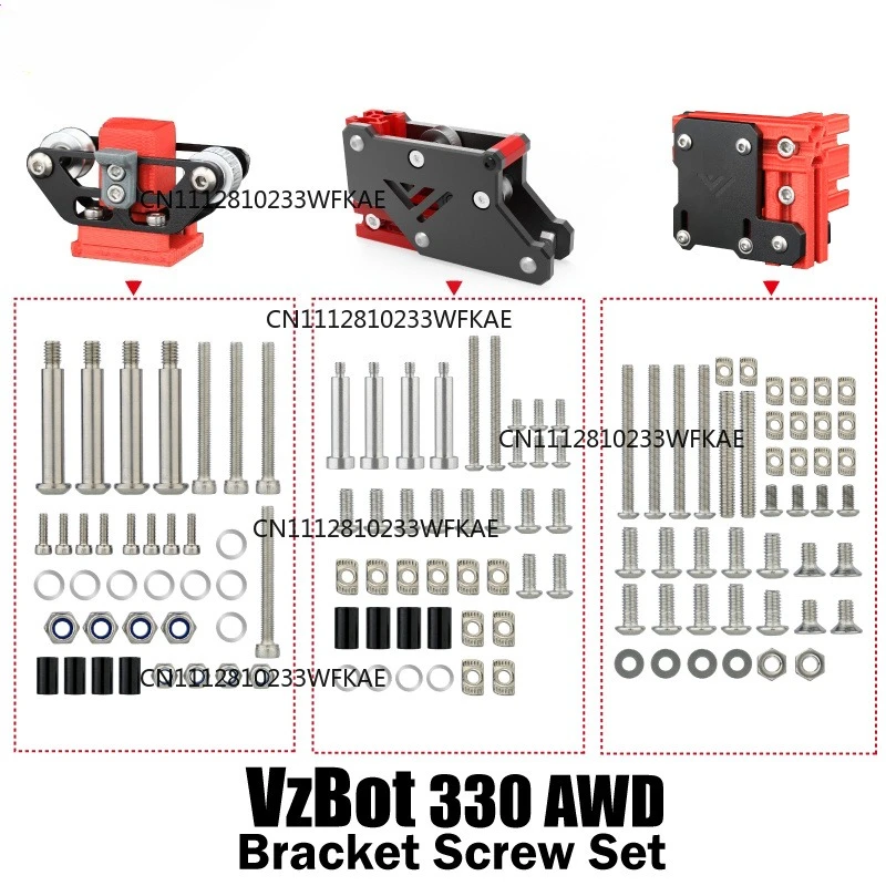 For Mellow CNC VzBoT 330 AWD 3D Printer Aluminum AWD Motor Stand and Y-Axis Gate Screw Pack Contains Titanium Bolts