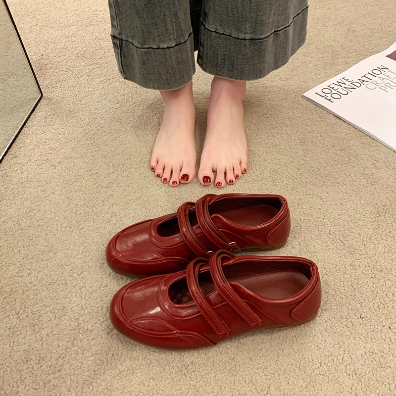 

utia Mary Jane Flat Bot oes Women's Summer New Sle Roman Sle Casual Slip-On Anti-Slip round Toe Pure Color oes