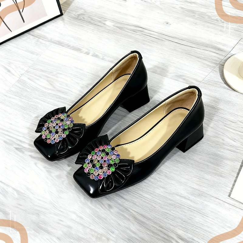 Fashion Women's Shoes Exquisite Rhinestone Bow High Heels for Woman Exquisite Office Casual Shoe Designer Shoes Zapatos De Mujer
