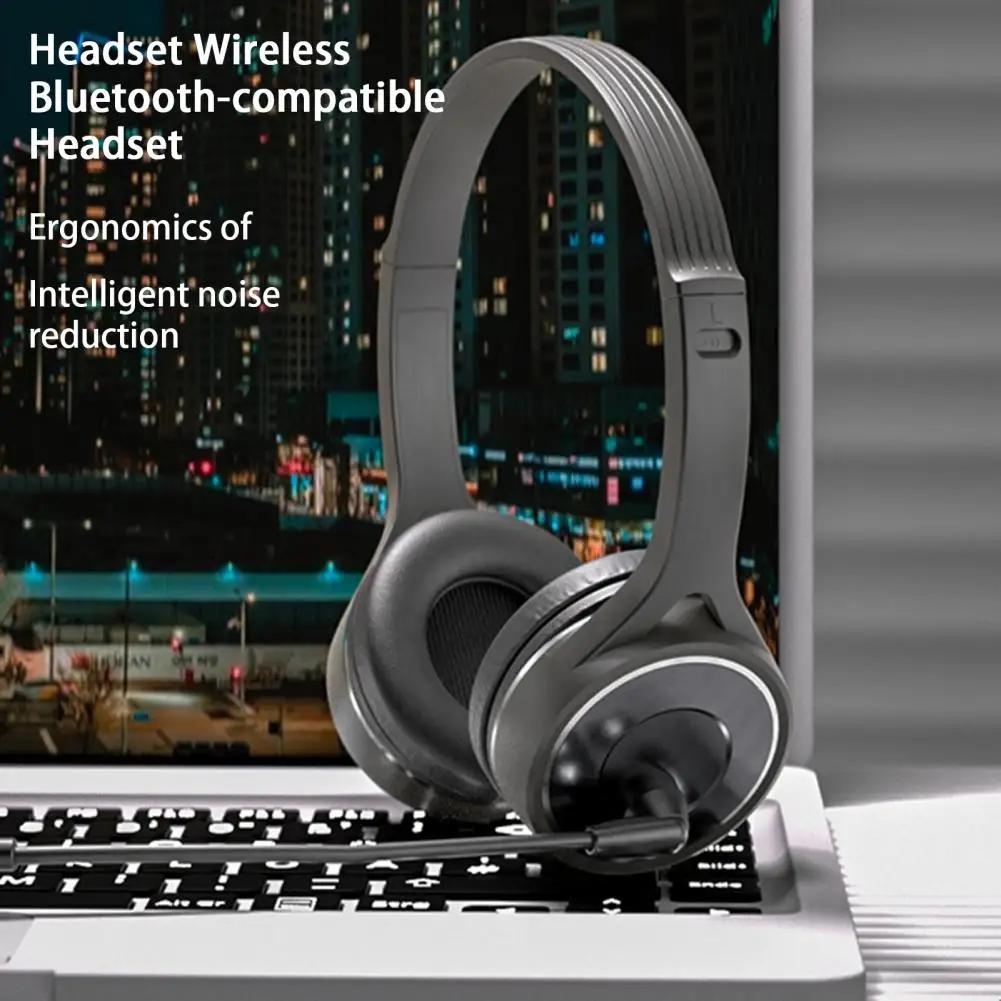 Bluetooth 5.1 Headphone Dual Noise Cancelling Microphone Clear Wireless&Wired Headset For PC Laptop Call Center Phones