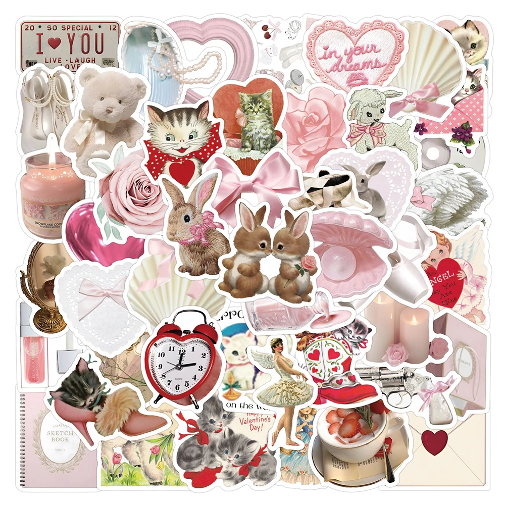 

10/30/50/120pcs Cute Cartoon Pink Coquette Aesthetic Stickers DIY Laptop Fridge Notebook Suitcase Funny Stationery Sticker Toys