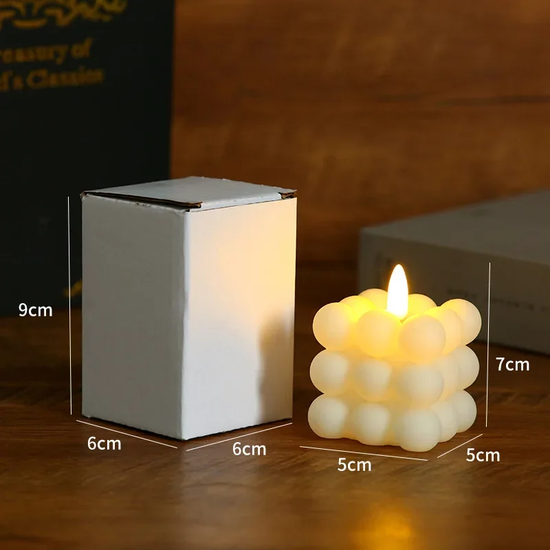 Realistic Cube LED Flameless Votive Candles Battery Candles for Christmas Wedding Party Holiday Decoration Photography Props