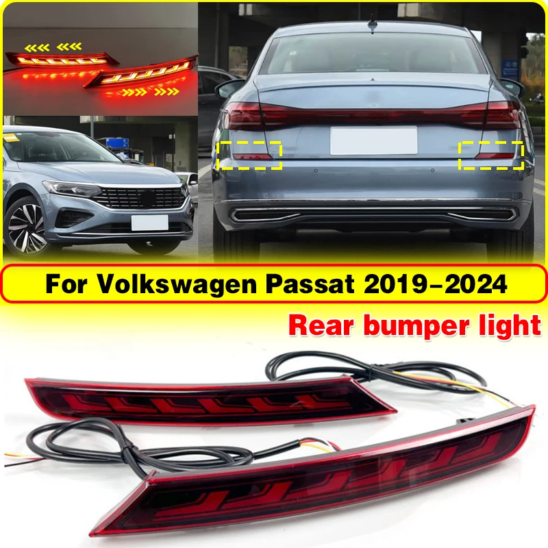 

Для VW Volkswagen Passat 2019-2024: задний бамперный фонарь, светодиодный стоп-сигнал, динамический задний фонарь