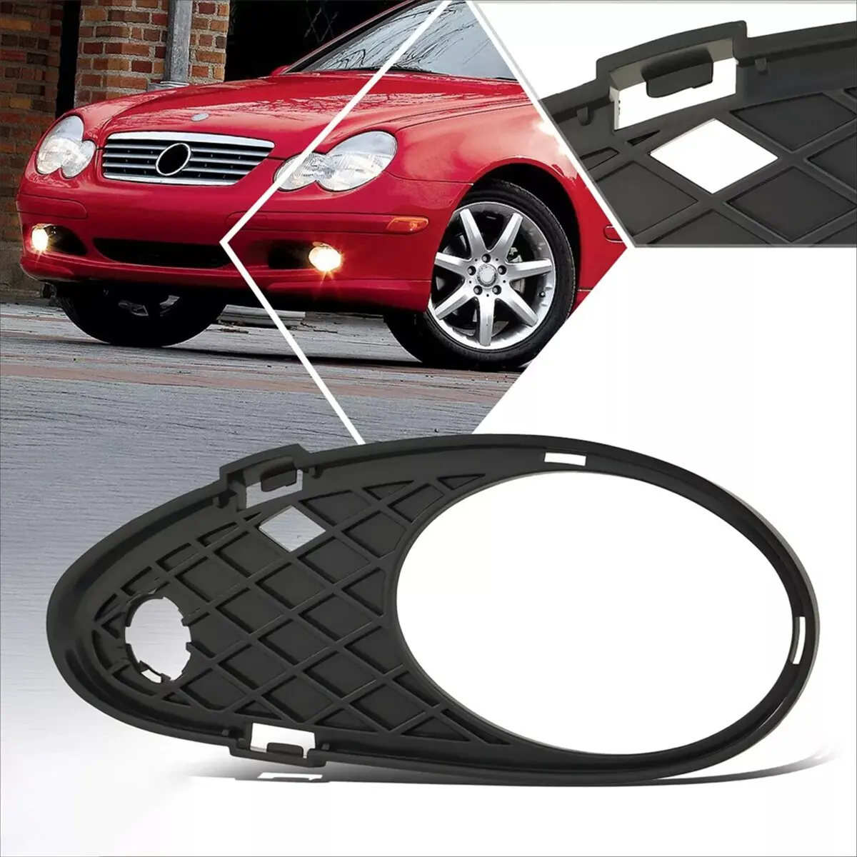 NCSMT 1Pair Front Bumper Fog Light Trim Cover 2038850523 2038850623 for Mercedes-Benz C-Class W203 2001-2007 C230 C280 C320