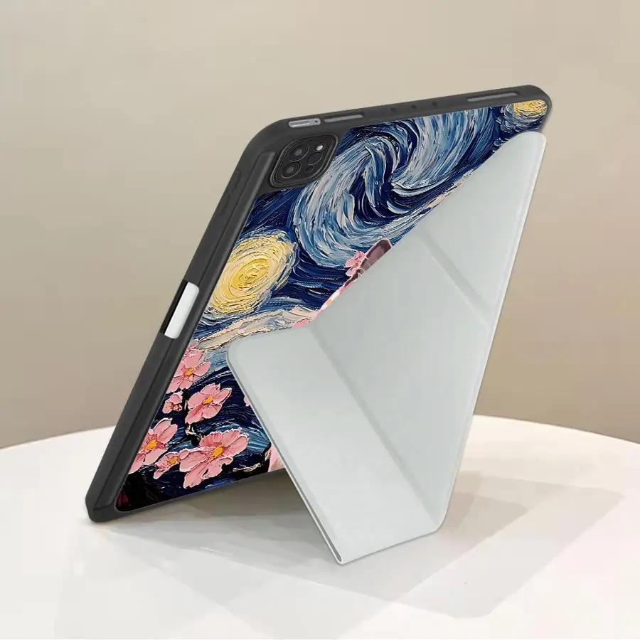 Tablet Case For iPad Pro 11th 10th 9th 8th 7th 12.9inch Mini 6 7 Air 4 5 M3 M2 1 2 M4 11inch Pro 2025 Holder Cover Flower Kitten