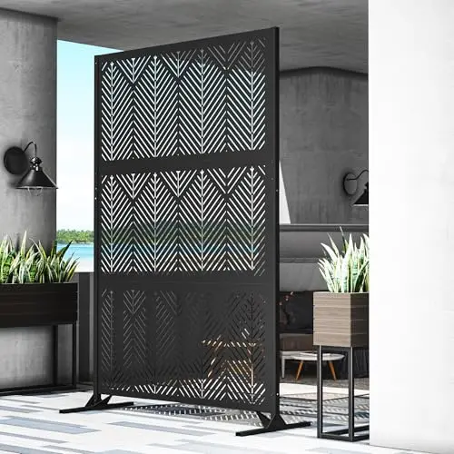 Modern Shade 4x6 FT Metal Privacy Screen with Artistic Modular Designs | Decorative Patio Privacy Fence & Garden