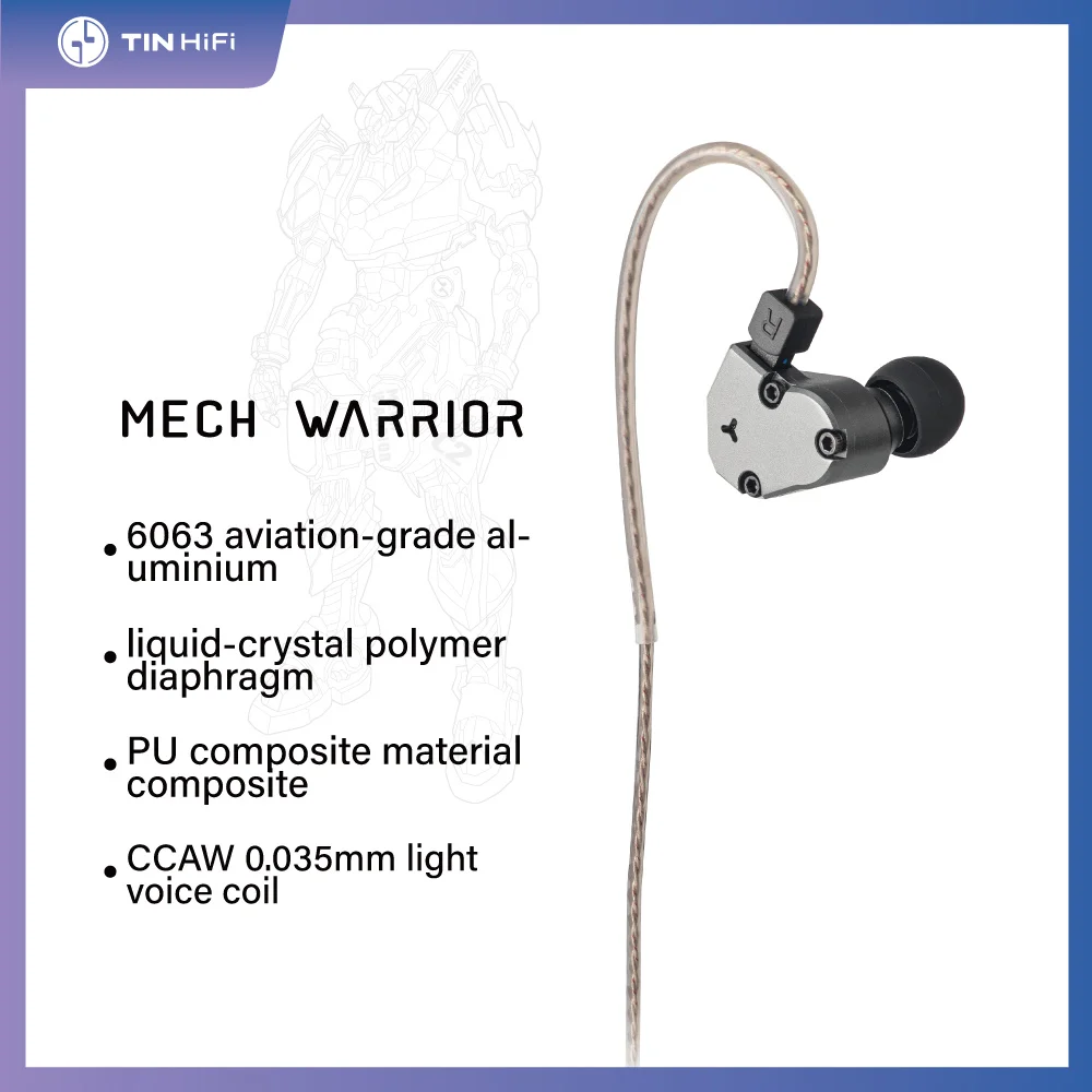 TINHIFI C2 Mech Warrior In-ear Monitor LCP PU Composite Diaphragm Earphone 2Pin Wired Headphone Music Headset Game Sport Earbud