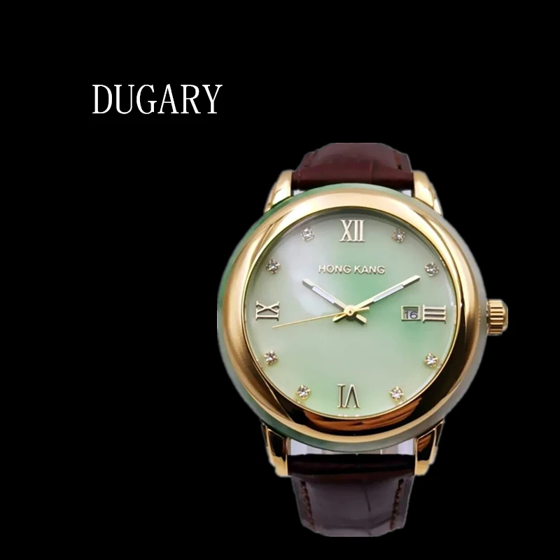 DUGARY Fashion quartz watch jade Waterproof luminous 43mm for men Wristwatches brand crystal Stainless steel Relogio Masculino