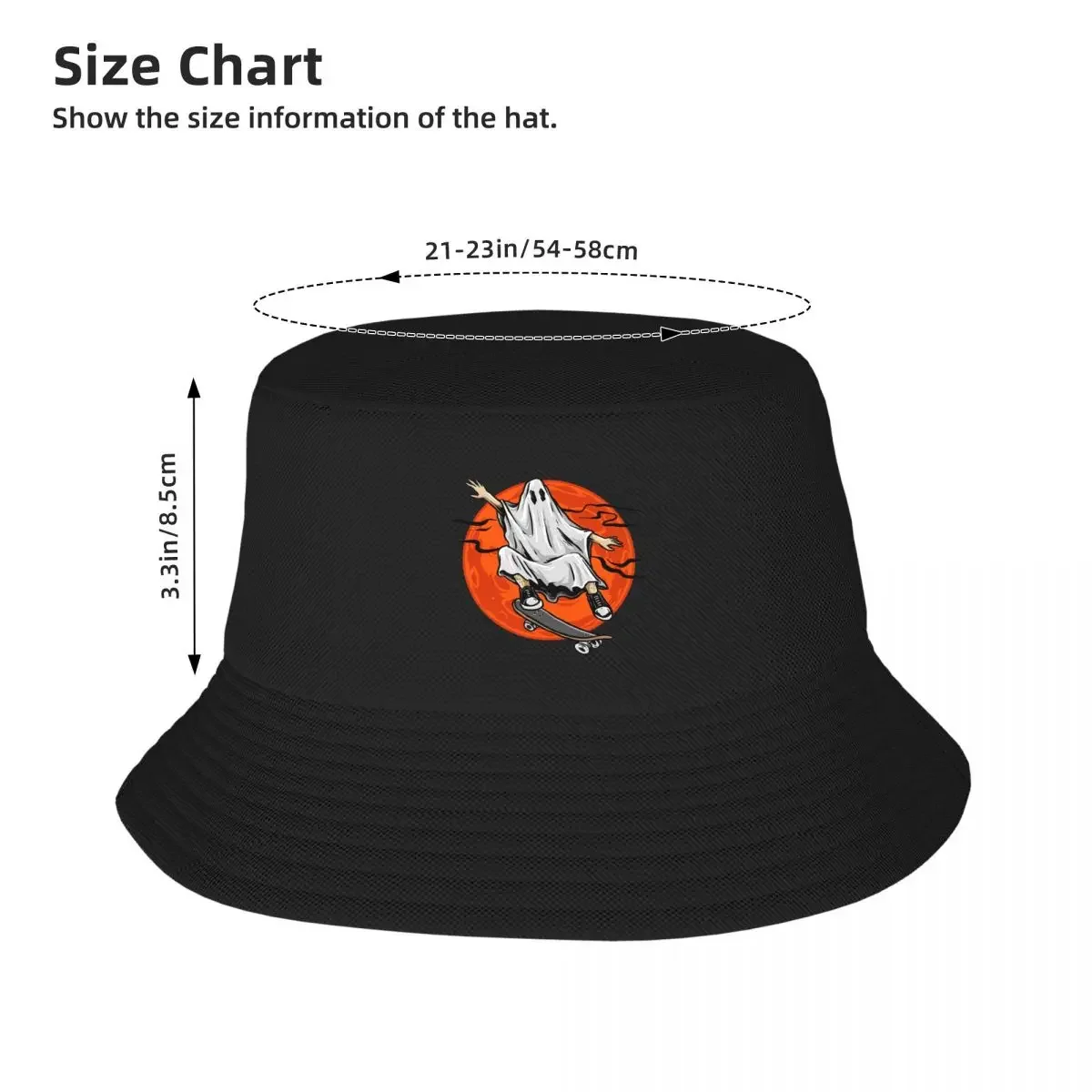 New Skateboarding Boo Men Boys Skater Skateboard Halloween Bucket Hat Visor Sunscreen hard hat  Hat Women's Hats 2023 Men's