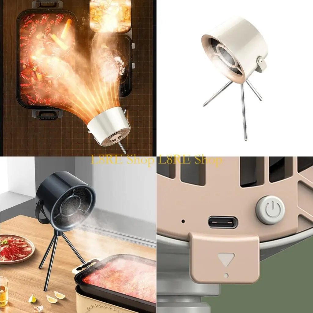 

L8RE Portable Tabletop Cooker Hood Desktop Hood Rechargeable BBQ Hood Mini Hood Plastic Material for Cooking