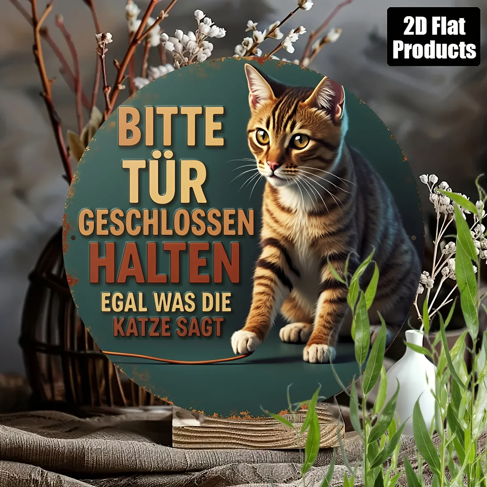 Aluminium Sign, Cat Pattern Aluminum Sign, Fun Home Decoration, Suitable House Decor And Additions, Metal Signs