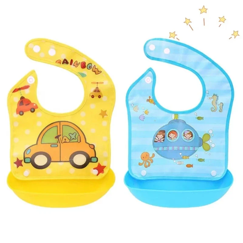 1pcs Orange Bibs Baby Boy Bibs Waterproof Long Sleeve Girl Bibs Kids Burp Cloth Feeding Bib with Pocket Child Apron Smock