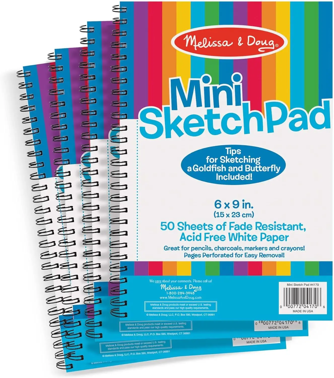 

Sketch Book for Kids 4-Pack Spiral-Bound Drawing Pads 6x9 Inches 200 Sheets with How-to Guides