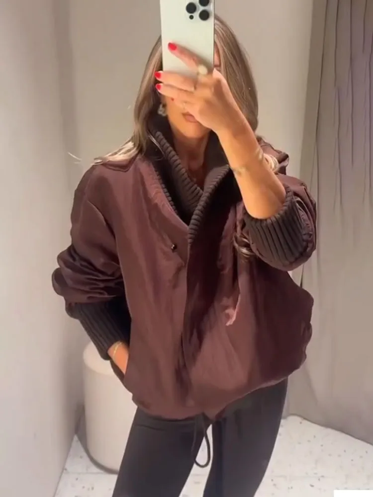 HH Cappotti stile Streetweer autunnali da donna Colletto alla coreana solido Bottoni Tasca con lacci Cerniera Giacche a maniche lunghe moda donna