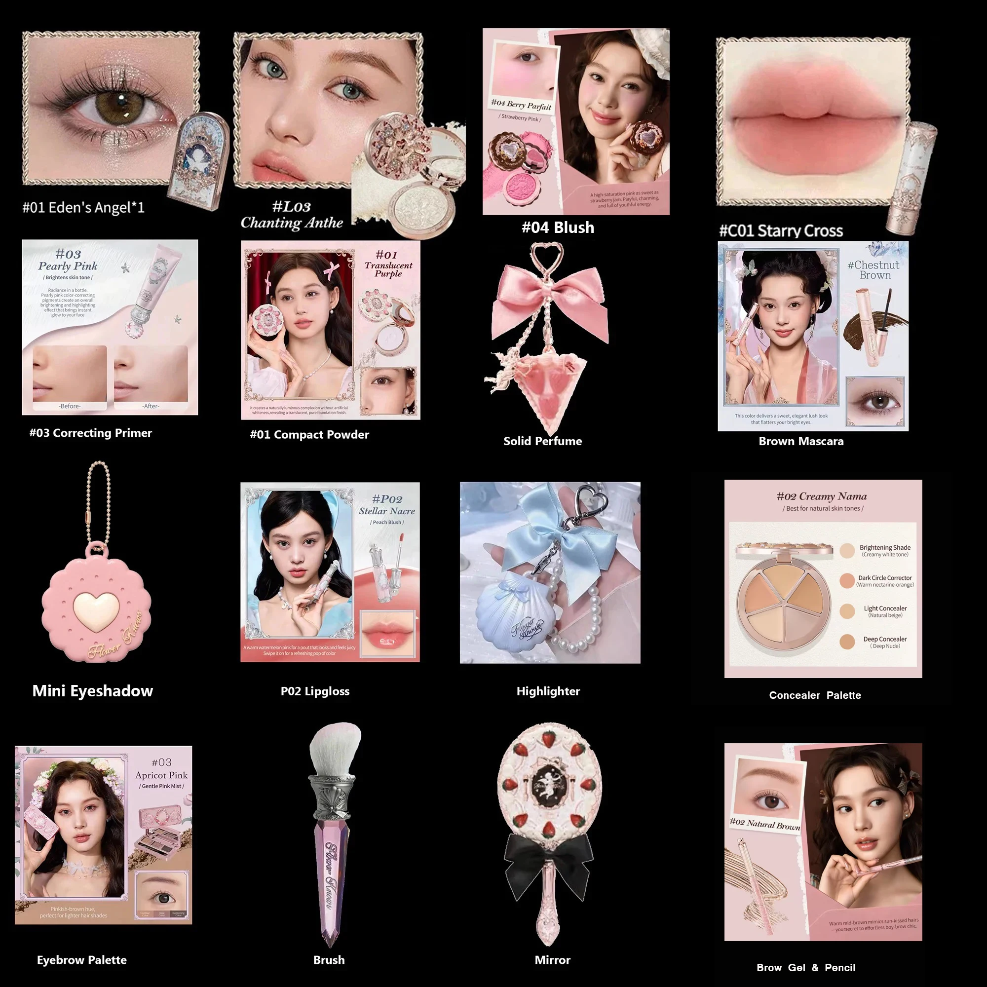 Flower Knows All in Make-up Sets Gift Box Little Angel Oogschaduw Blush Matte Lipstick Highlighter Professionele Make-up Kit Box