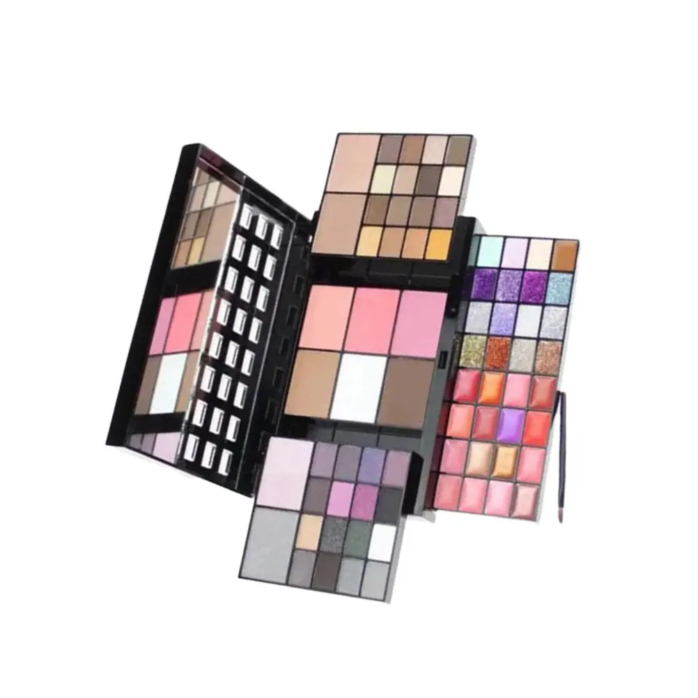 74-Farben-Set, gepresster Puder, Lidschatten, Lipgloss, Rouge, Foundation, Creme, Make-up-Set für alle Hauttypen, tragbar, elegant