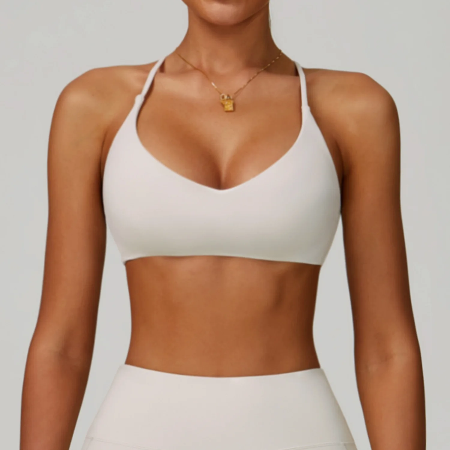 Solid Color U-Shaped Cross Back Women Fitness Sports Bra Top Gym Yoga Athletic Tight Workout Push-up Quick Drying Women Yoga Bra image 6