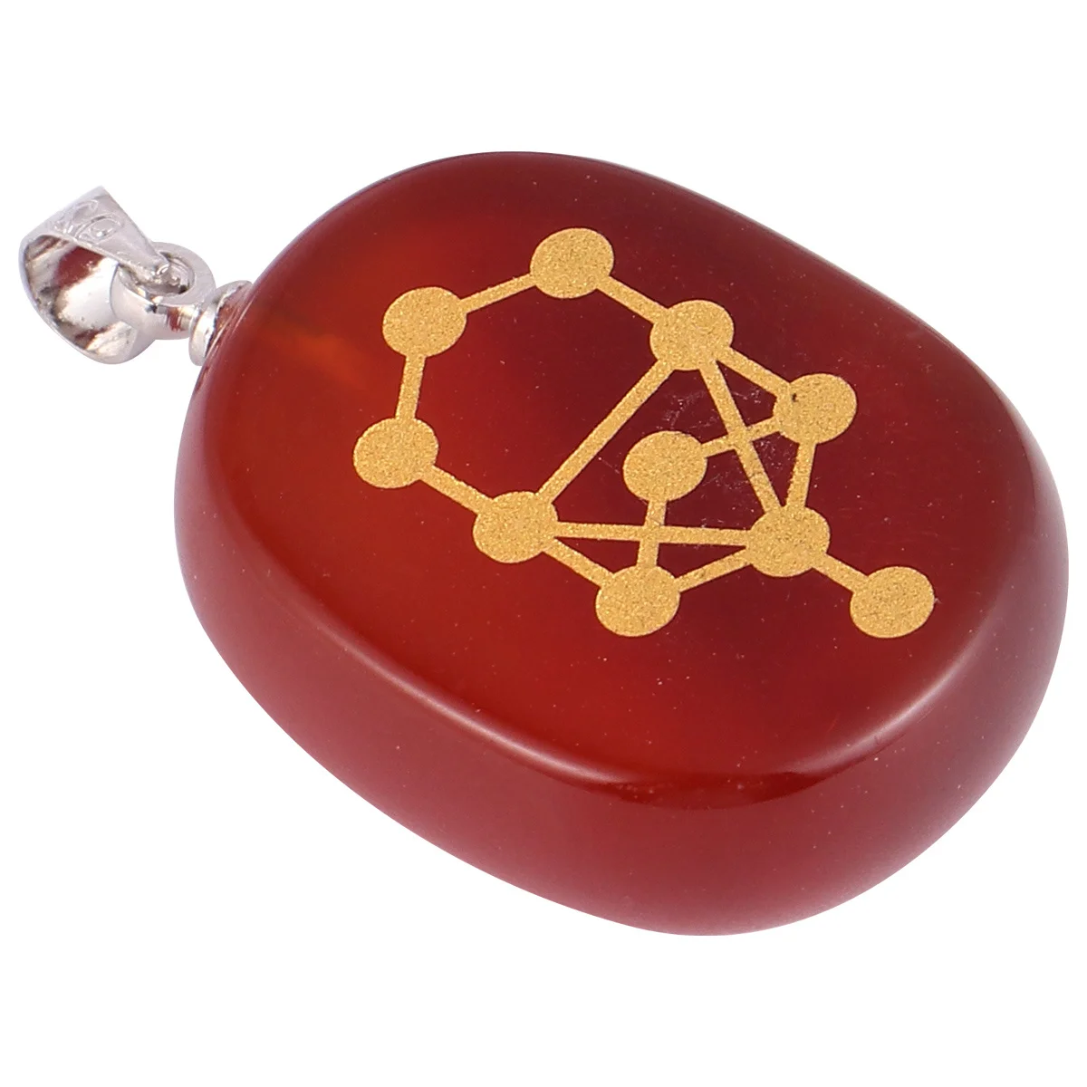 

Opal Crystal Necklace Decoration Engraved Chakra Stone Tree Seven Symbols Pendant