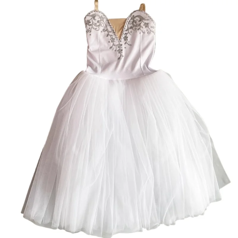 Vestito da balletto ragazze bianche Tutu gonna di balletto abito lungo da Ballerina per bambini Swan Dance Performance gonne di danza del ventre da