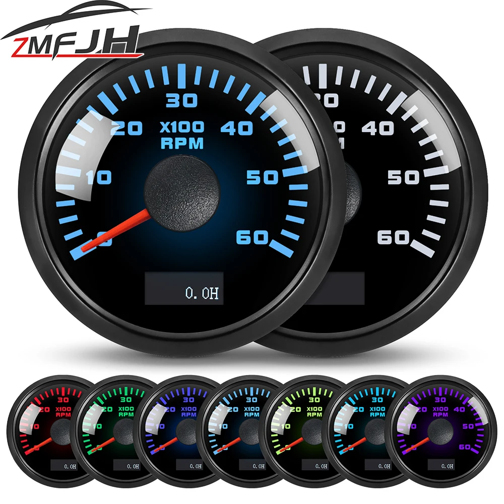 

7 Color Backlight 52mm Tachometer Gauge 3000/4000/6000/7000/8000 RPM Tacho Gauge Waterproof Meter For Marine Car 12V 24V