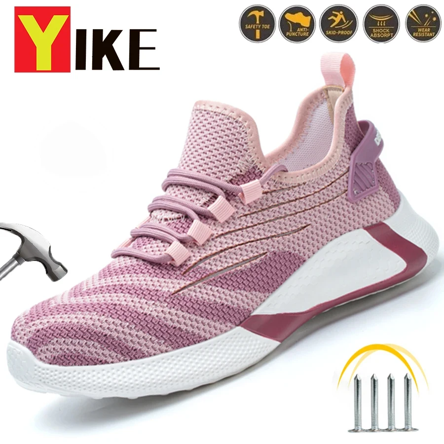 New Women Safety Shoes Anti-smash Anti-puncture Work Shoes Breathable Lightweight Work Sneakers Indestructible Shoes Boots