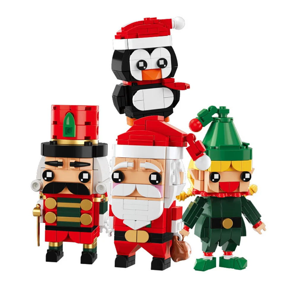 2025 City Creativity Winter Village Santa Claus Nutcracker Penguin Elf Model Building Blocks Bricks Kids Toys Christmas Gift