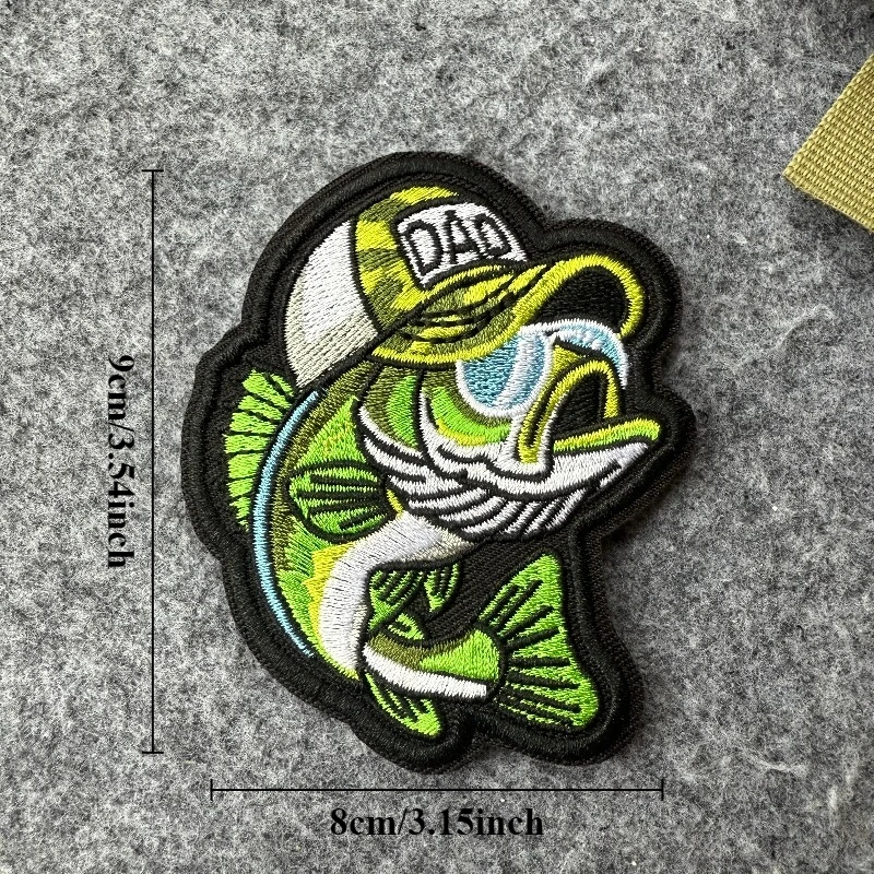 Parche táctico pez bagre con gancho y bucle para mochila de pesca - imagen 4