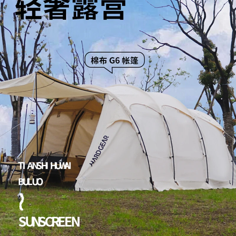 

One bedroom, one living room, outdoor cotton tent, double-layer rainstorm, wild four seasons, multi-person 4-8 camping tunnel te