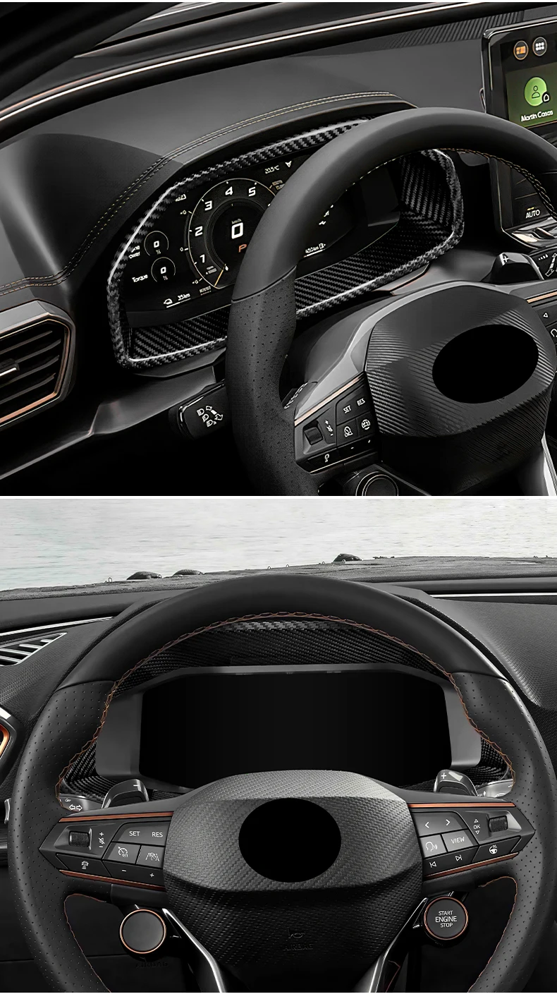 Echte Trocken-Hartkohlefaser-Verkleidung für Cupra Formentor/Cupra Leon/Seat Leon 2021 2022 2023 2024 2025 2026 LHD Tachometerblende – Detail 4