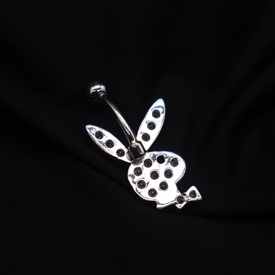 JICAI 925 Sterling Silver Rabbit Navel Bell Button Rings Cute Sexy Piercing Belly Button Women's Accessories Body Jewelry