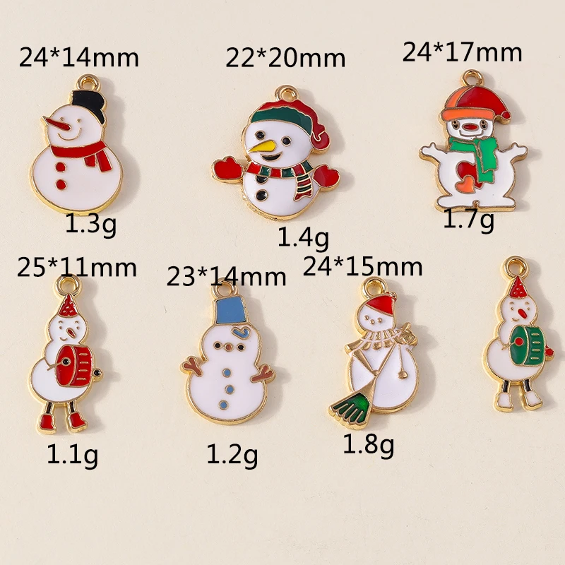 20 Stück gemischte Cartoon-Emaille-Weihnachts-Schneemann-Anhänger für Schmuckherstellung, Ohrhänger, Halsketten, DIY-Bastelzubehör, Geschenk – Detail 7