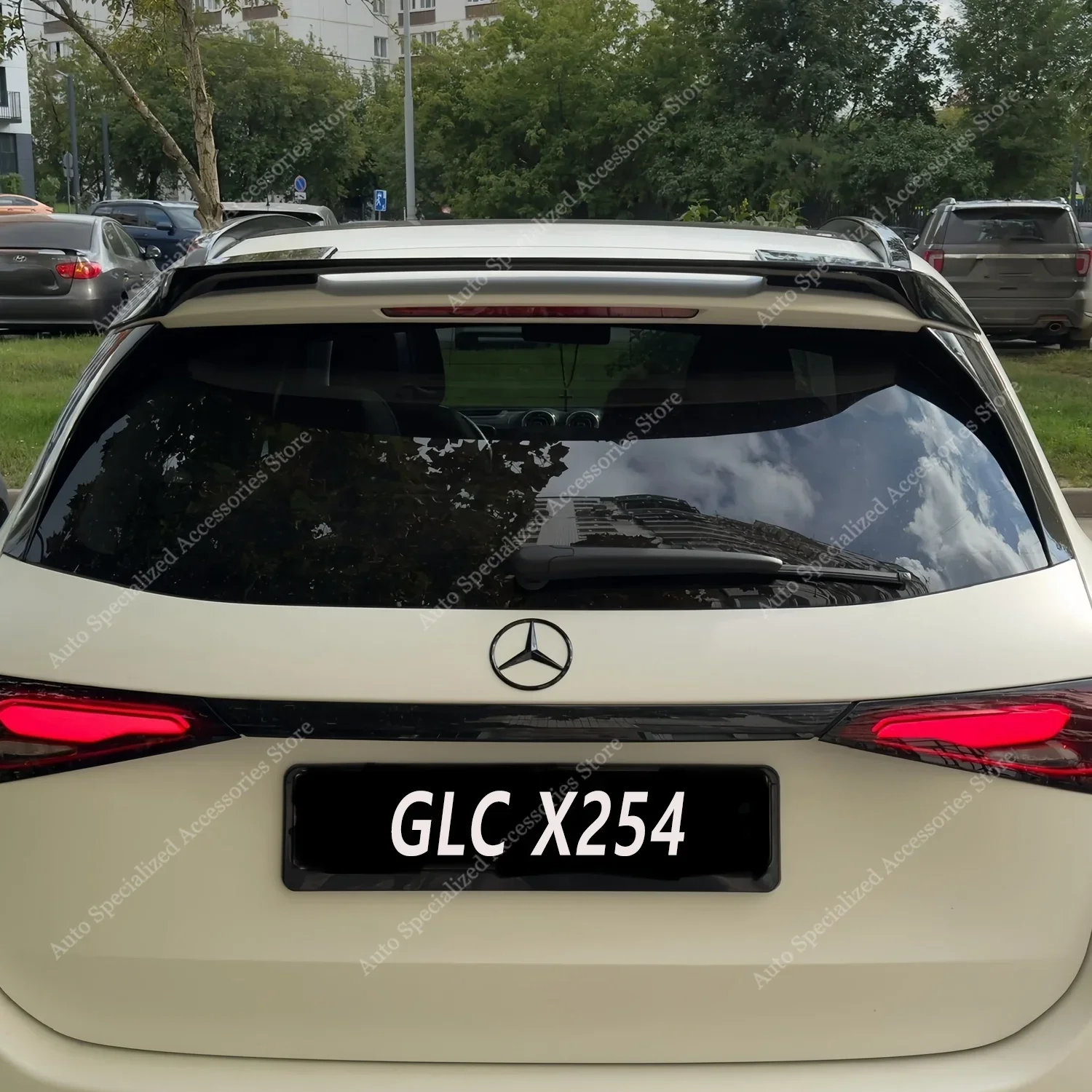 

Gloss Black GLC63S Style ABS Rear Spoiler For Mercedes GLC X254 220d 300 300d 300E 450d SUV 2023-2025 Rear Roof Spoiler Caps