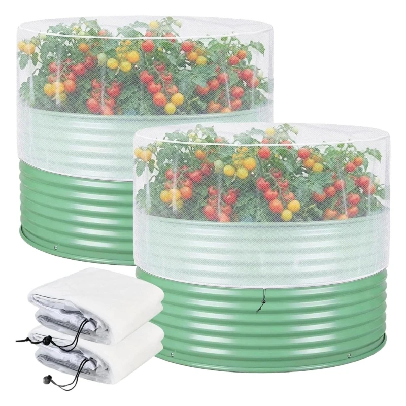 Gartennetz für Hochbeet, Netz-Pflanzenabdeckung mit Kordelzug, Vogel- und Kleintierbarriere für Gemüse, Obst, Blumen B03E – Detail 2