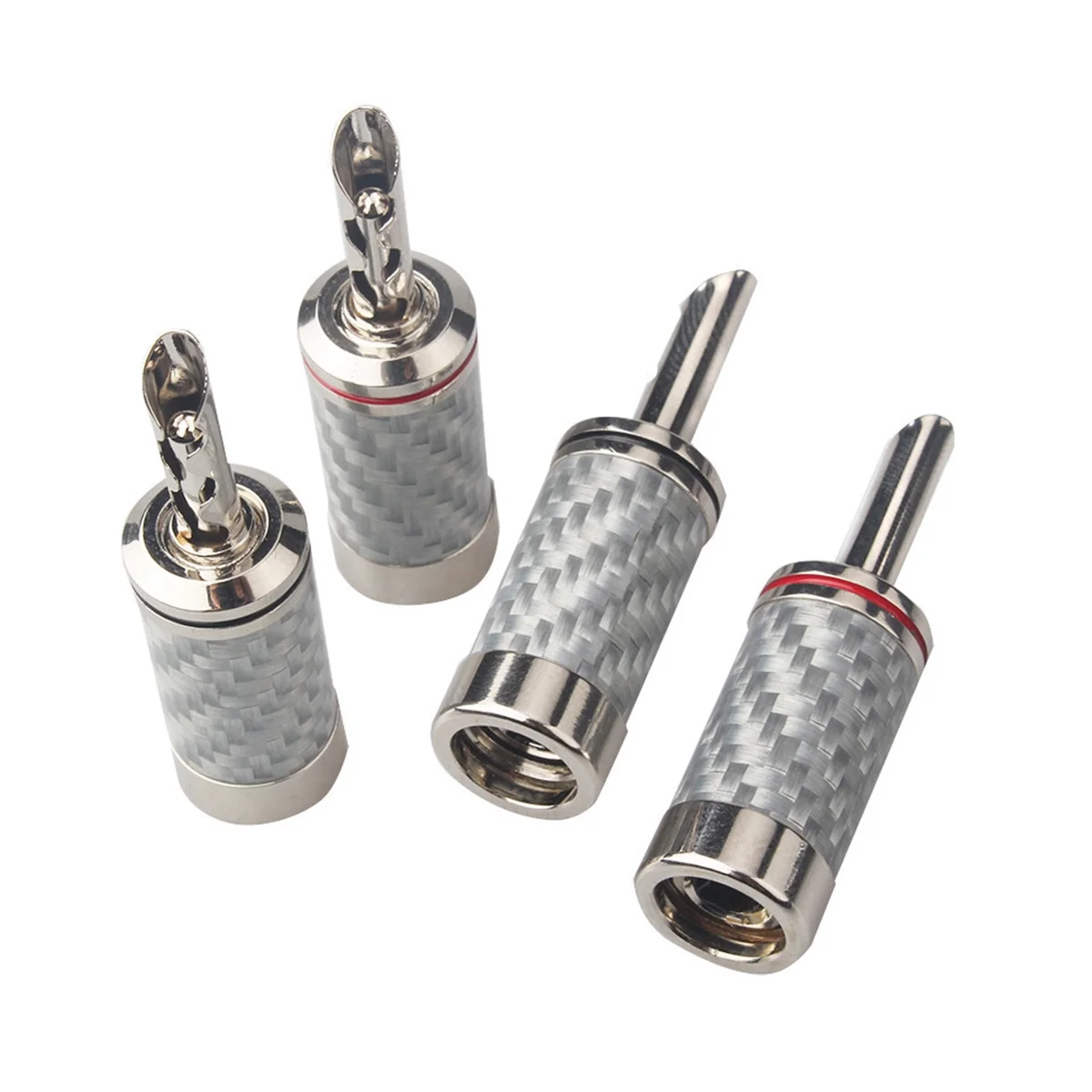 A57G-4PCS Bananen Stecker HIFI DIY Carbon Faser Elektrische Audio Lautsprecher Kabel Bananen Stecker Stecker Weiß