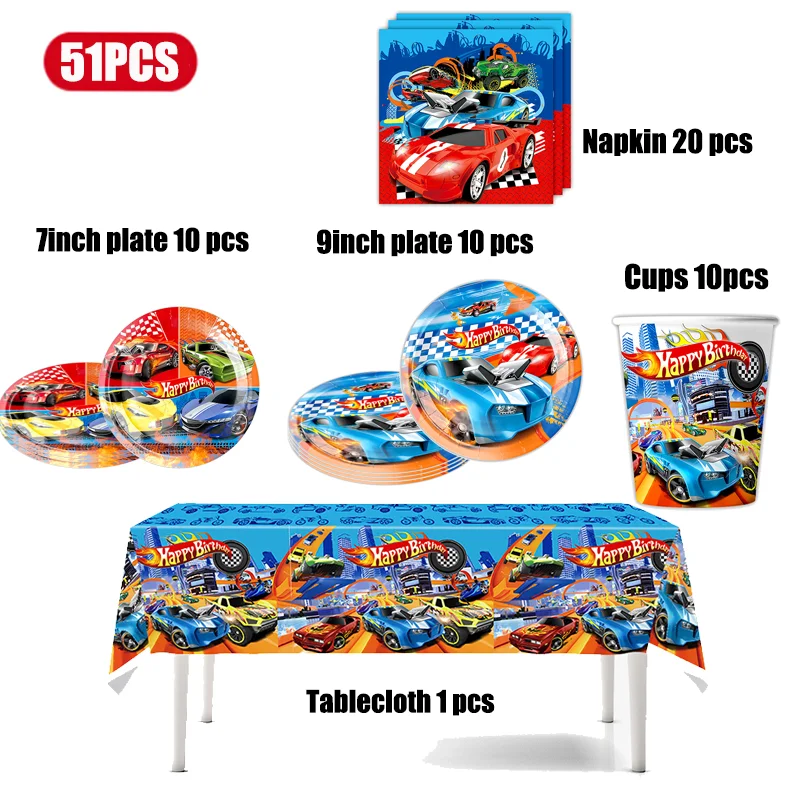 New Hot Wheels Birthday Party Decoration Balloons Kit Monster Truck Theme Tableware Plate Cup Backdrop Kids Party Decor Supplies