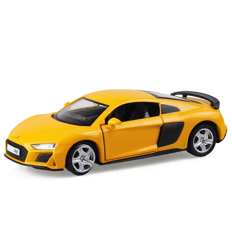 1:36 rmz modelo de carro diecasts & veículos de brinquedo r8 liga de metal simulação carro esportivo puxar para trás brinquedos para crianças presentes de aniversário