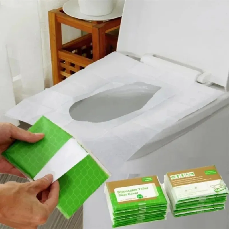 

10PCS Disposable Toilet Seat Cover Paper Waterproof Soluble Water Type Travel Camping Hotel Bathroom Accessory Pad Portable
