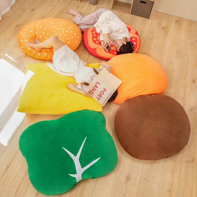 45/90CM Hamburger Composition Plush Rug Floor Mat Cushion Pillow Cushion