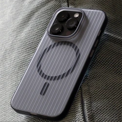 Corrugated Pattern Matte Magnetic Wireless Charge Case For iPhone 17 Air 16 15 14 13 12 Pro Max Magsafe Transparent Hard Cover
