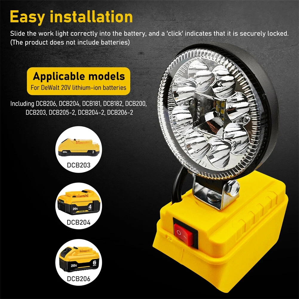 

3 inch Cordless Work Light For Dewalt 14.4V-21V Li-ion Battery LED Lantern Outdoor Flashlight Camping Lamp Emergency Lighting