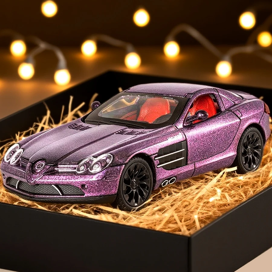 

1:24 Simulation Mercedes Benz SLR alloy car model doors and the front hood and trunk door can be opened fine workmanship