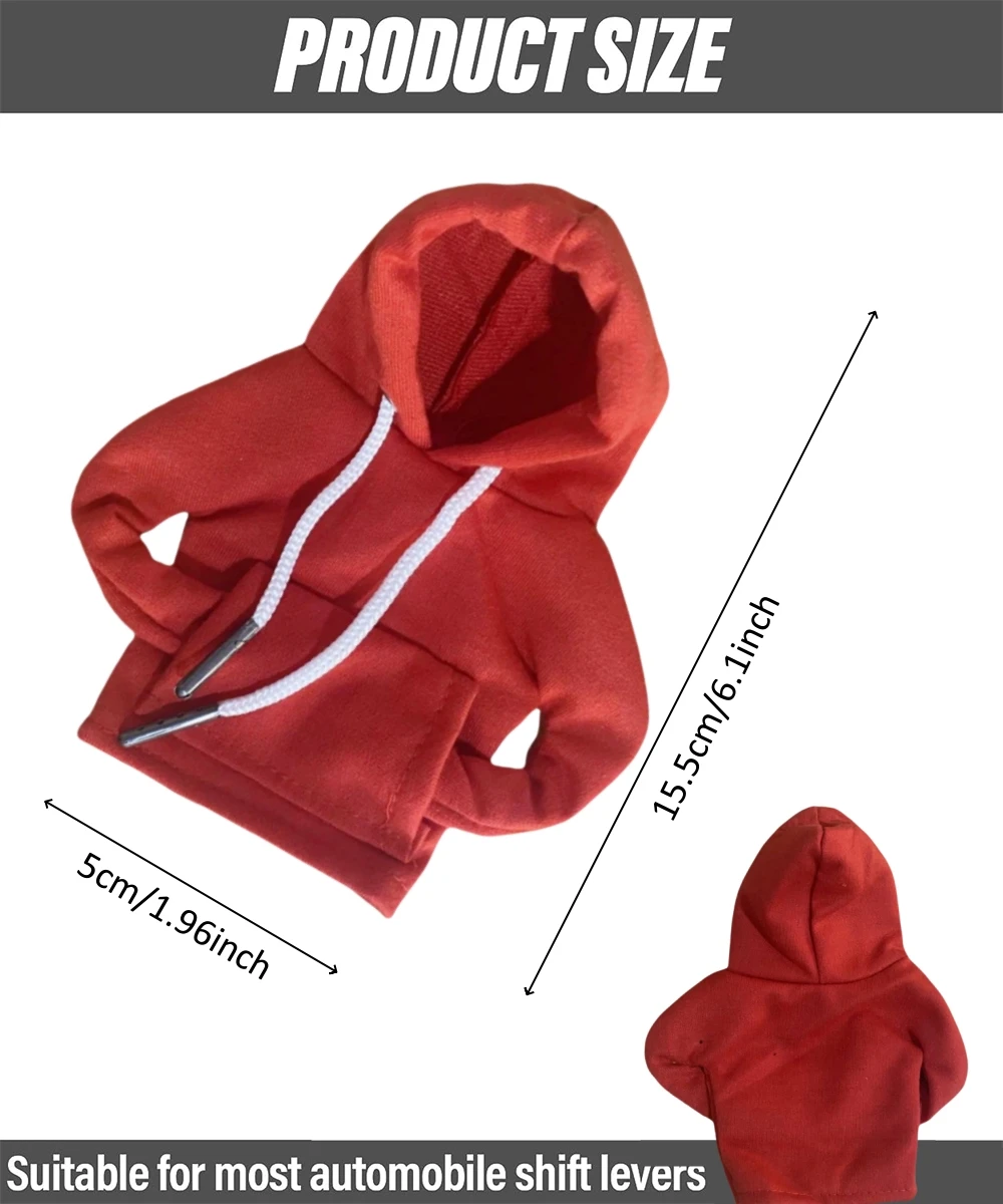 Red Mini Hoodies Car Shift Knob Cover Change Speed Lever Hooded Sweatshirt Gear Shift Gearbox Handle Cover Case Hoodie For Car