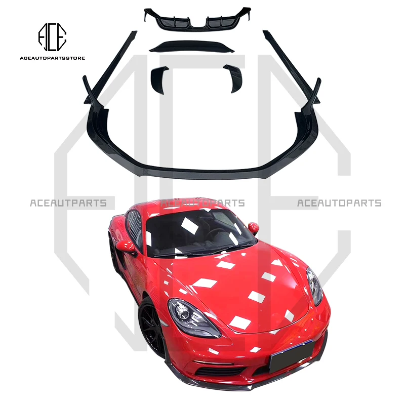 

Для Porsche 718 Cayman Boxster из углеродного волокна, передняя губа, боковая юбка, задний спойлер для губ, задний воздуховыпускной спойлер, задний крыло, комплект кузова